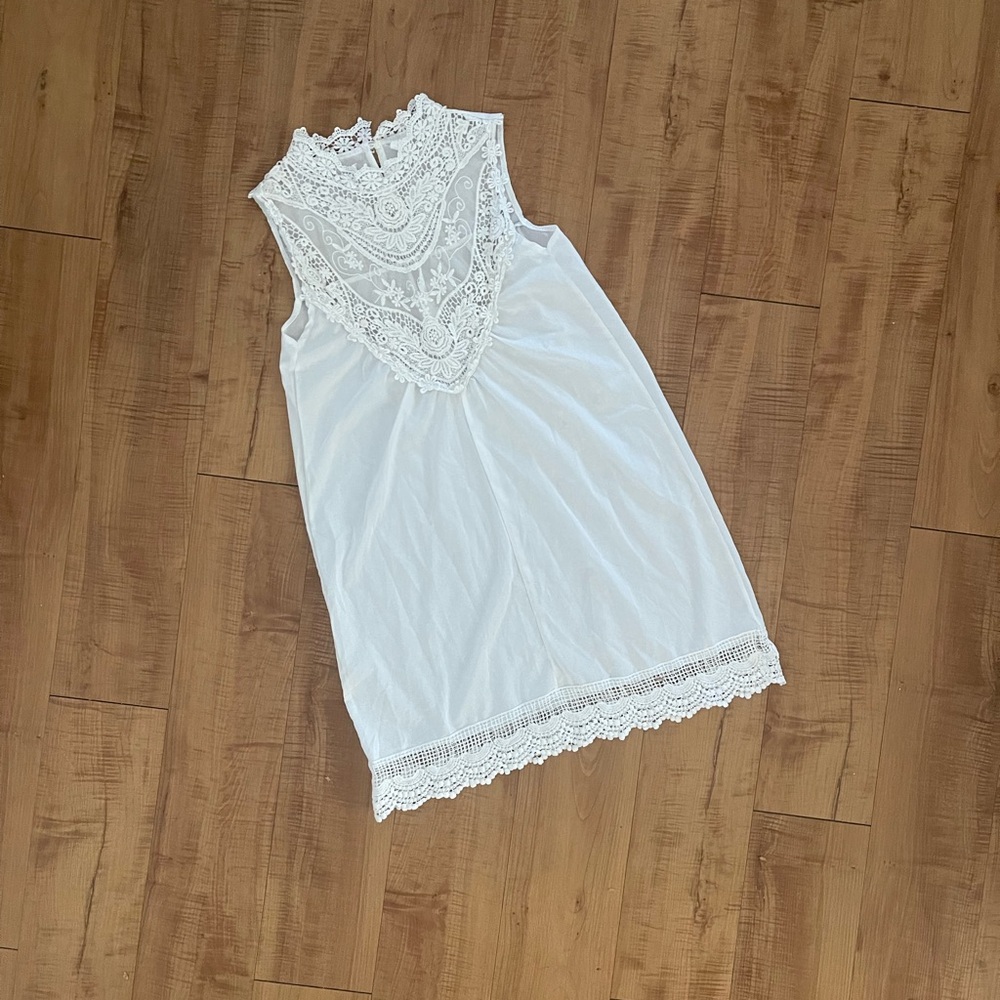 Elegant Vintage White Lace Babydoll Dress